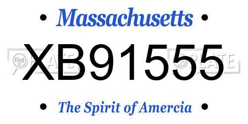 XB91555 Massachusetts License Plate