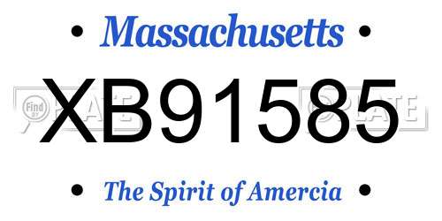 XB91585 Massachusetts License Plate