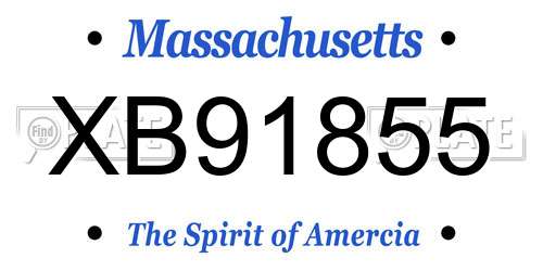 XB91855 Massachusetts License Plate