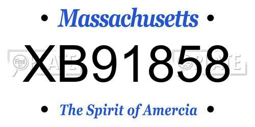 XB91858 Massachusetts License Plate