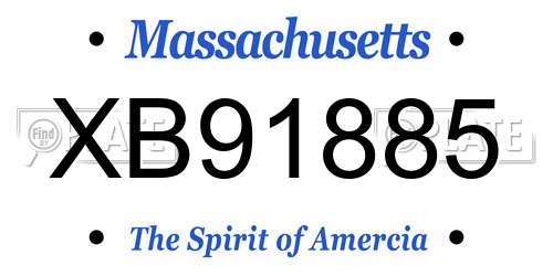 XB91885 Massachusetts License Plate