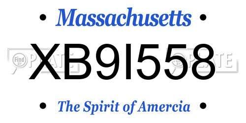 XB9I558 Massachusetts License Plate