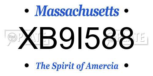 XB9I588 Massachusetts License Plate