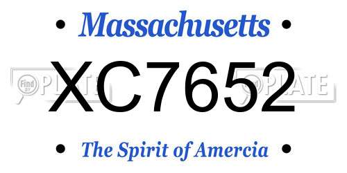 XC7652 Massachusetts License Plate