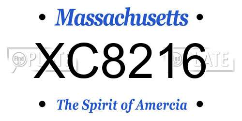 XC8216 Massachusetts License Plate