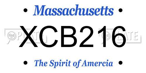 XCB216 Massachusetts License Plate