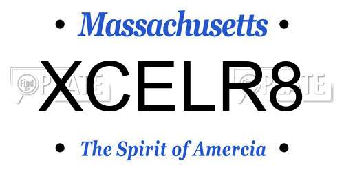 XCELR8 Massachusetts License Plate