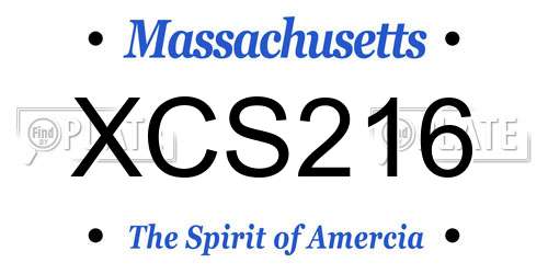 XCS216 Massachusetts License Plate