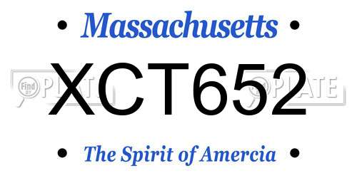 XCT652 Massachusetts License Plate