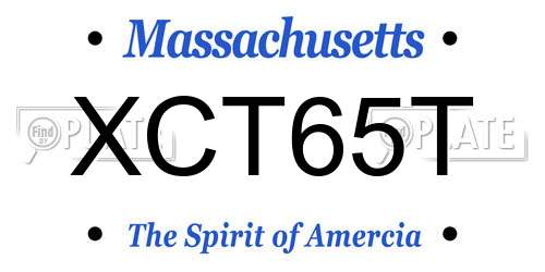 XCT65T Massachusetts License Plate