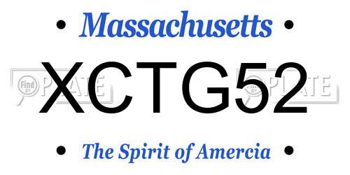 XCTG52 Massachusetts License Plate