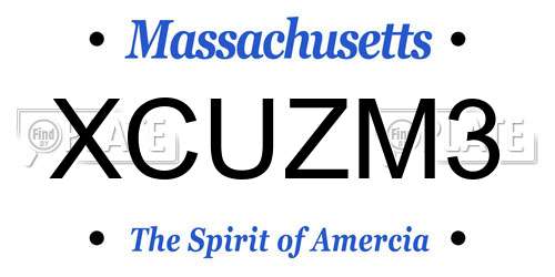 XCUZM3 Massachusetts License Plate