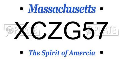 XCZG57 Massachusetts License Plate