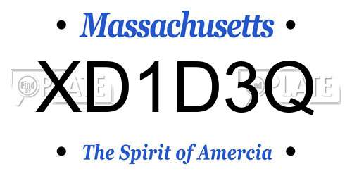 XD1D3Q Massachusetts License Plate