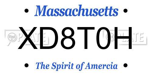 XD8T0H Massachusetts License Plate