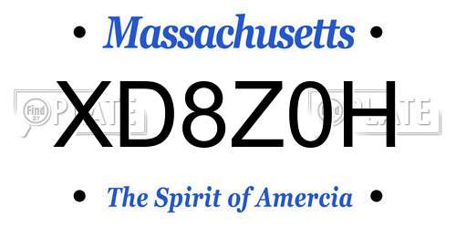 XD8Z0H Massachusetts License Plate
