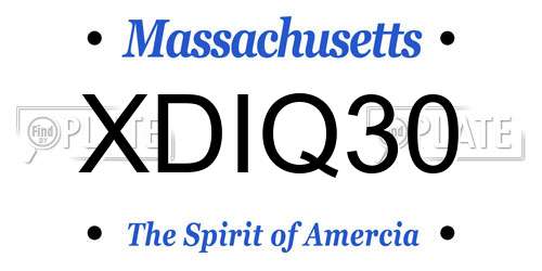XDIQ30 Massachusetts License Plate