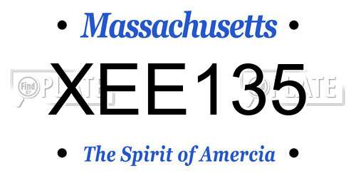XEE135 Massachusetts License Plate