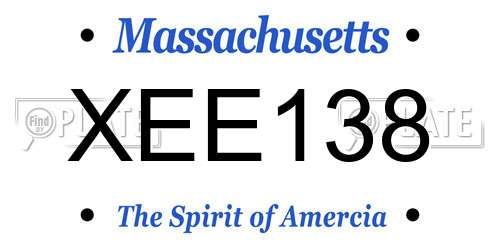 XEE138 Massachusetts License Plate
