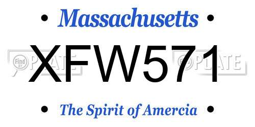 XFW571 Massachusetts License Plate