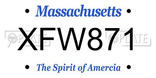 XFW871 Massachusetts License Plate
