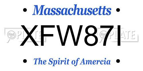 XFW87I Massachusetts License Plate