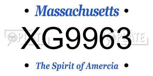 XG9963 Massachusetts License Plate