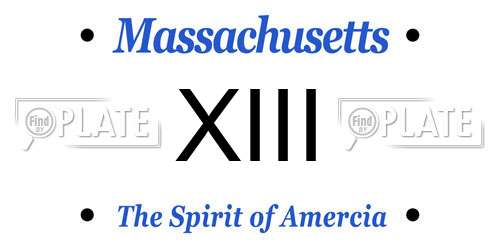 XIII Massachusetts License Plate