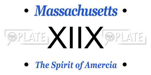 XIIX Massachusetts License Plate