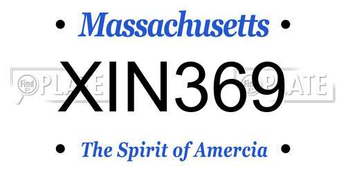XIN369 Massachusetts License Plate
