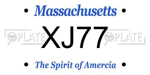 XJ77 Massachusetts License Plate