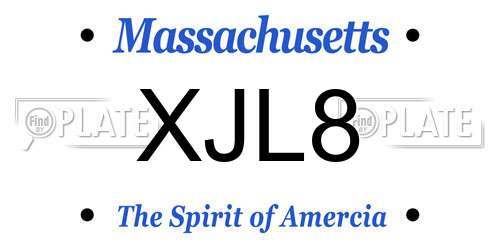 XJL8 Massachusetts License Plate