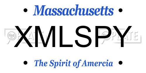XMLSPY Massachusetts License Plate