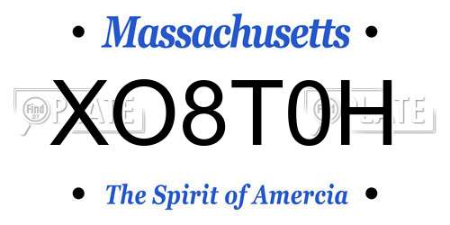 XO8T0H Massachusetts License Plate