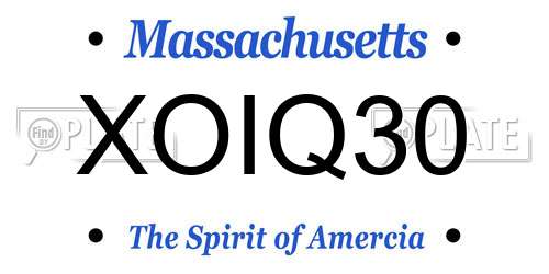 XOIQ30 Massachusetts License Plate