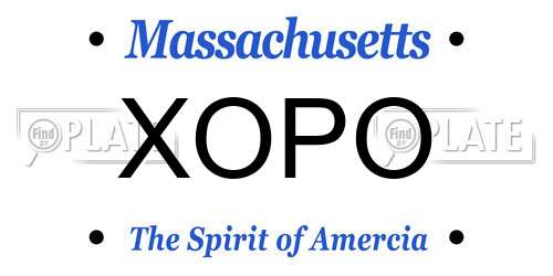 XOPO Massachusetts License Plate
