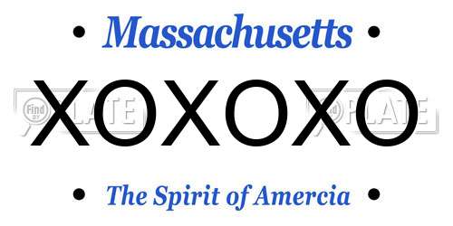 XOXOXO Massachusetts License Plate