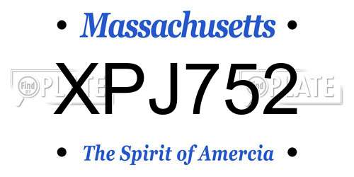 XPJ752 Massachusetts License Plate