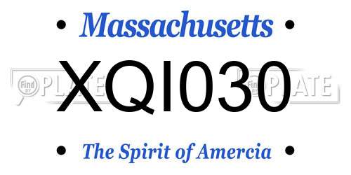 XQI030 Massachusetts License Plate