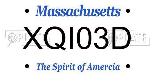 XQI03D Massachusetts License Plate