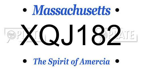 XQJ182 Massachusetts License Plate