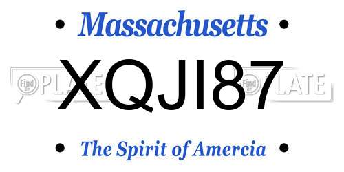 XQJI87 Massachusetts License Plate
