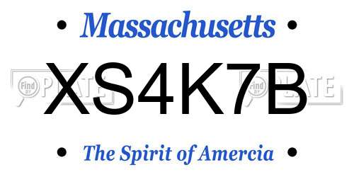 XS4K7B Massachusetts License Plate