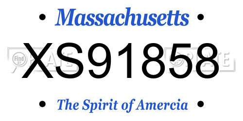 XS91858 Massachusetts License Plate