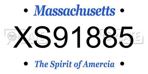 XS91885 Massachusetts License Plate