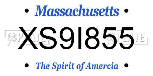 XS9I855 Massachusetts License Plate