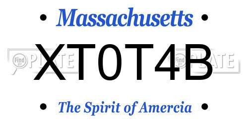 XT0T4B Massachusetts License Plate
