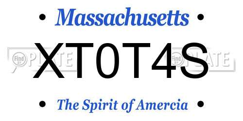 XT0T4S Massachusetts License Plate