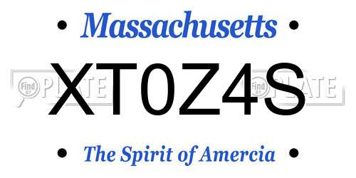 XT0Z4S Massachusetts License Plate