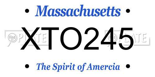 XTO245 Massachusetts License Plate